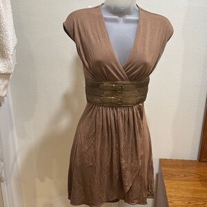 Elegant Brown V-Neck Dress